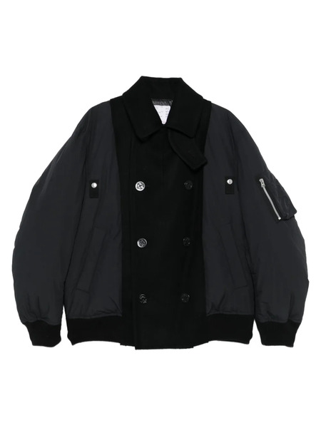  Sacai Double-breasted Wool Jacket - Black 