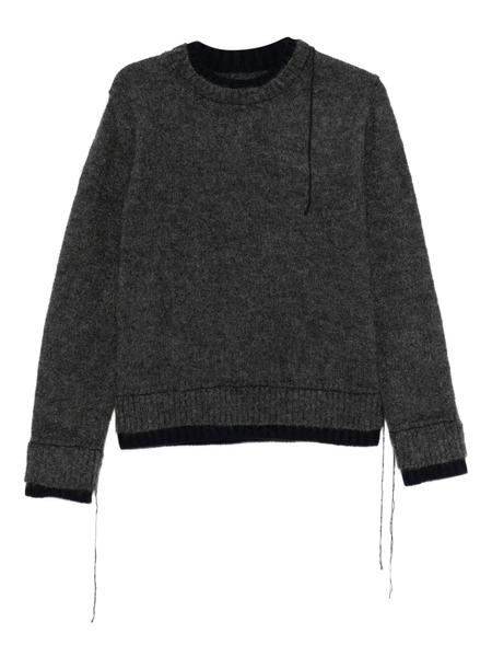  Sacai Double-layered Frayed-edge Sweater - Grey 