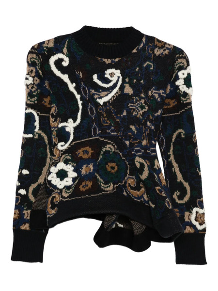  Sacai Floral-pattern Embellished Sweater - Blue 