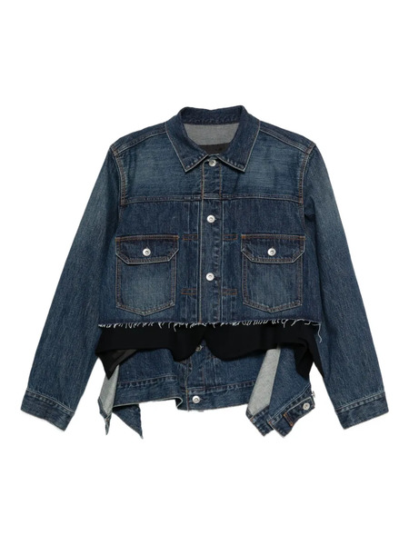  Sacai Frayed Denim Jacket - Blue 