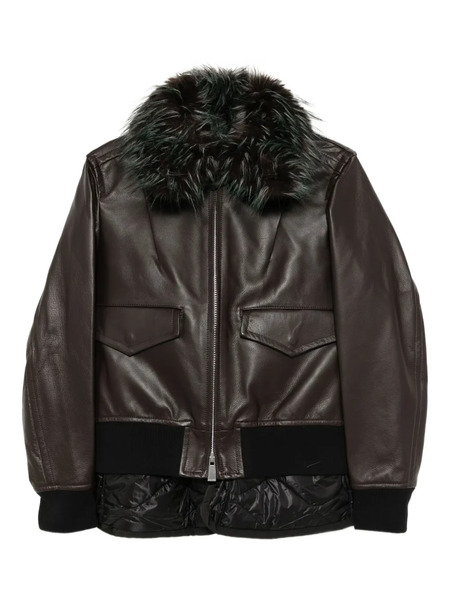  Sacai 2 In 1 Leather Jacket - Brown 