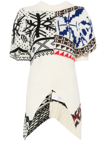 Sacai Jacquard-pattern Sweater - White 