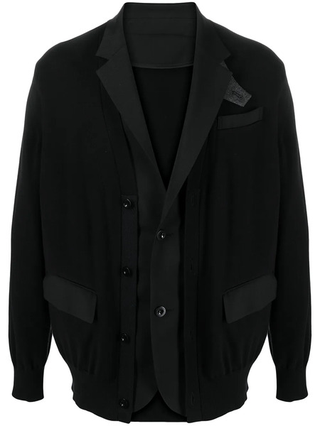  Sacai Layered Button-front Cardigan - Black 