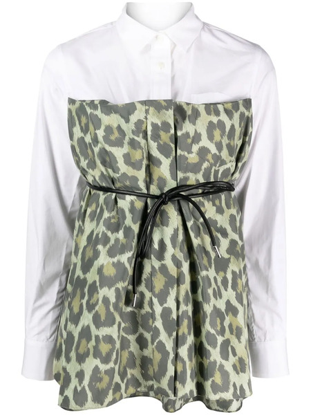  Sacai Leopard-print Long-sleeve Shirt - Green 