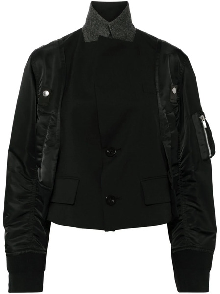  Sacai Panelled Bomber Jacket - Black 
