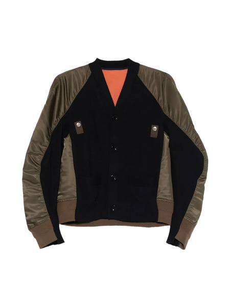  Sacai Panelled Buttoned Bomber Jacket - Blue 