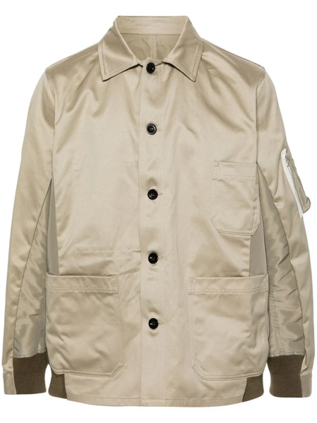  Sacai Panelled Twill Shirt Jacket - Neutrals 