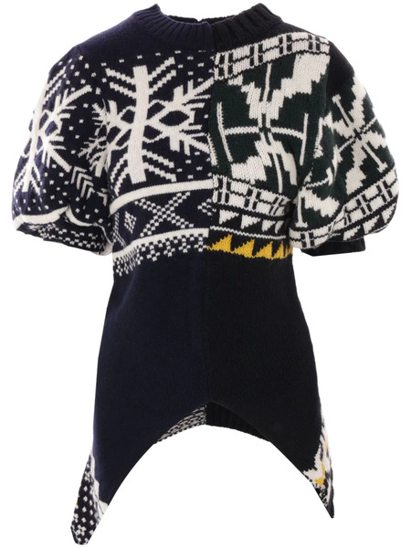  Sacai Patchwork Short-sleeve Sweater - Black 