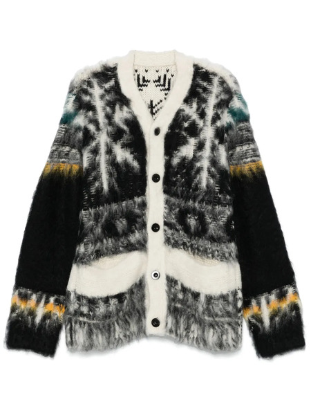  Sacai Patterned Pocket Cardigan - Black 