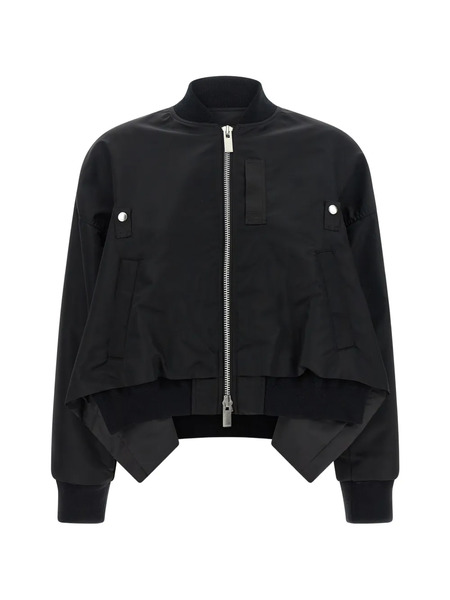  Sacai Ribbed Asymmetric-hem Jacket - Black 