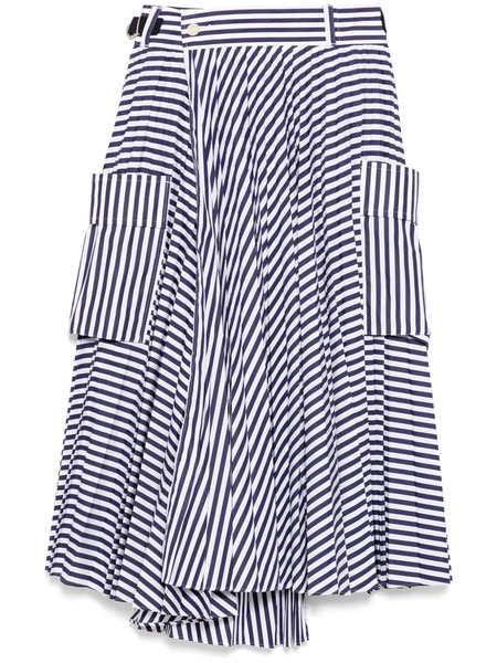  Sacai Strap Pattern Pleated Skirt - Blue 
