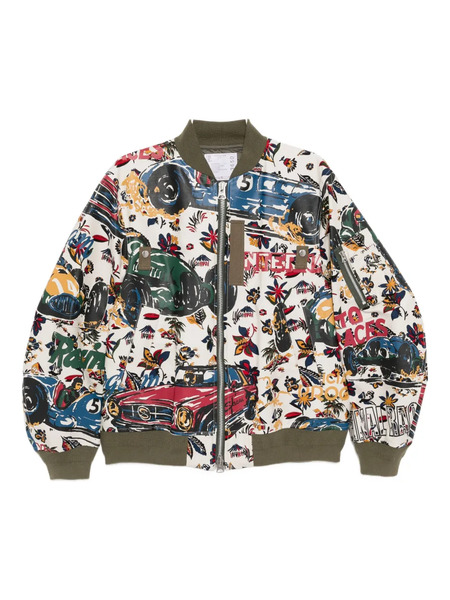  Sacai Tropical-print Jacket - Neutrals 