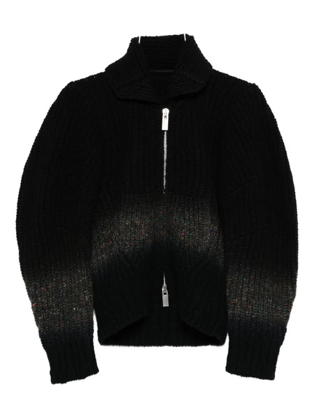  Sacai Zip-front Speckled Cardigan - Black 