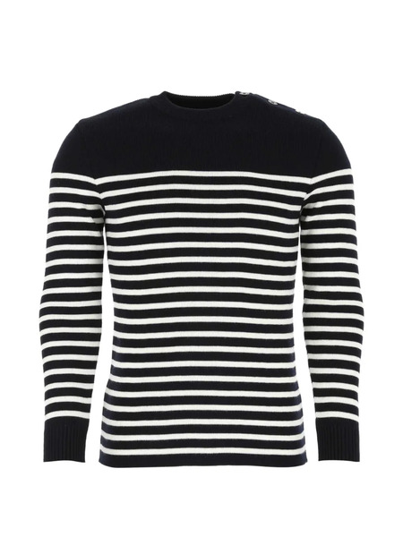  Saint James Rochefort Button Striped Jumper - Blue 