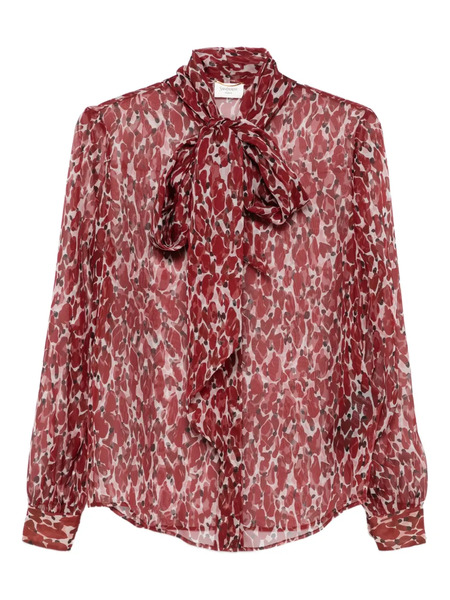  Saint Laurent Abstract-pattern Blouse - Red 