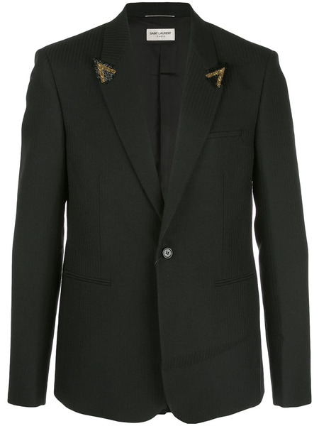  Saint Laurent Beaded Fitted Blazer - Black 