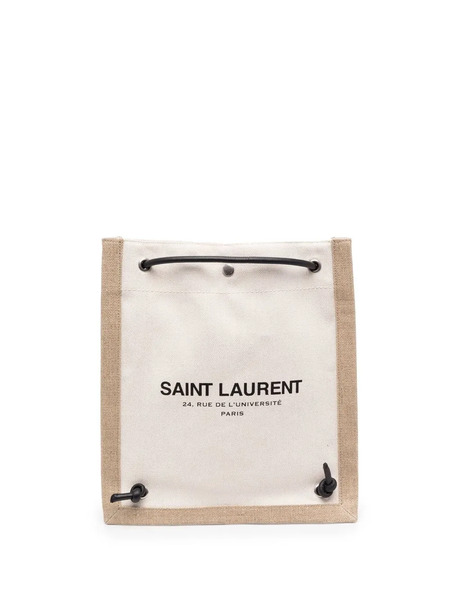  Saint Laurent Canvas Drawstring Backpack - Neutrals 