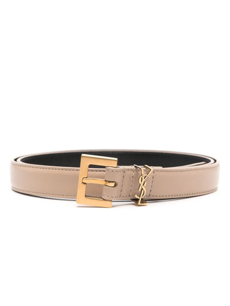  Saint Laurent Cassandre Leather Belt - Neutrals 