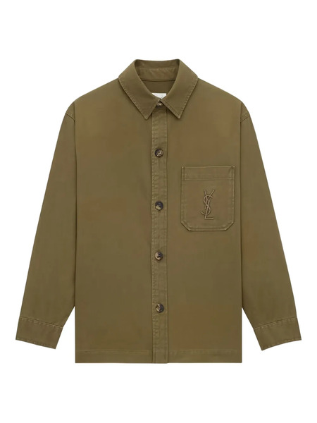  Saint Laurent Cassandre Patch-pocket Overshirt - Green 