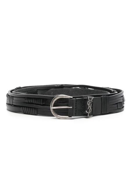  Saint Laurent Cassandre-plaque Belt - Black 
