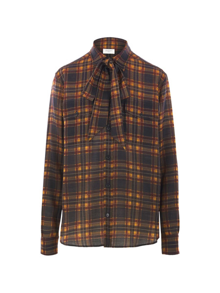  Saint Laurent Check-pattern Shirt - Brown 