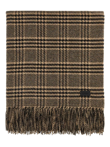  Saint Laurent Checked Fringed Scarf - Brown 