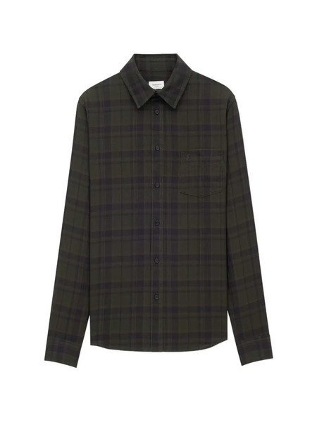  Saint Laurent Classic-collar Checked Shirt - Green 