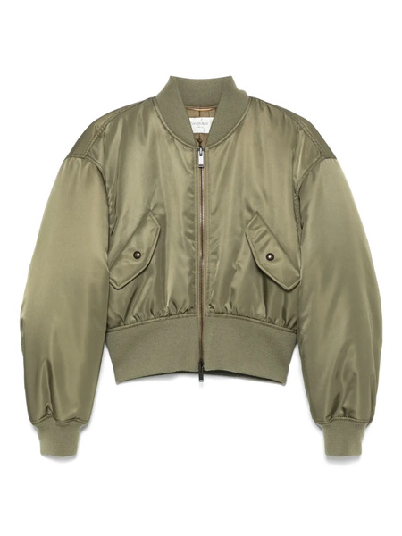  Saint Laurent Cropped Bomber Jacket - Green 