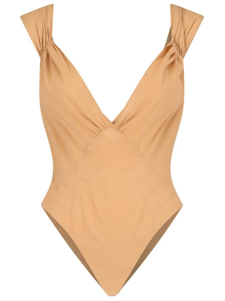  Saint Laurent Cross-back Silk Bodysuit - Neutrals 