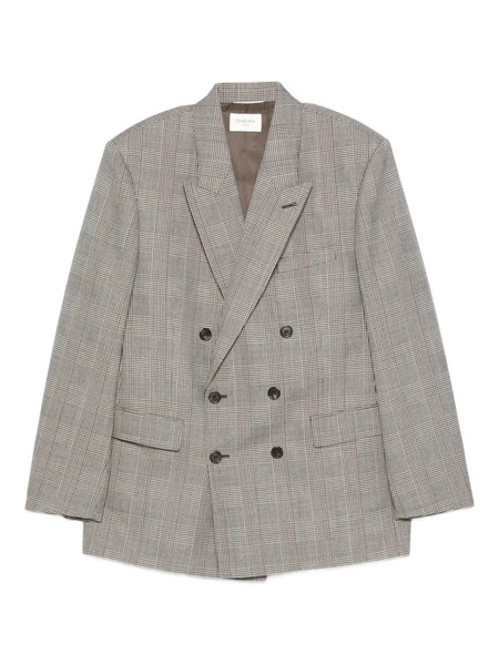  Saint Laurent Double-breasted Check Jacket - Black 