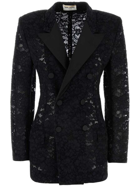  Saint Laurent Double-breasted Tuxedo Jacket - Black 
