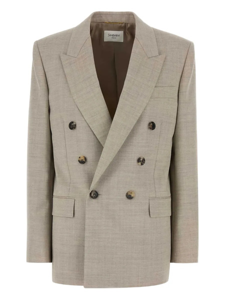  Saint Laurent Double-breasted Wool Blazer - Neutrals 