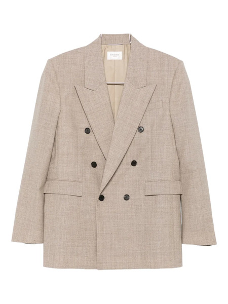  Saint Laurent Double-breasted Wool Blazer - Neutrals 