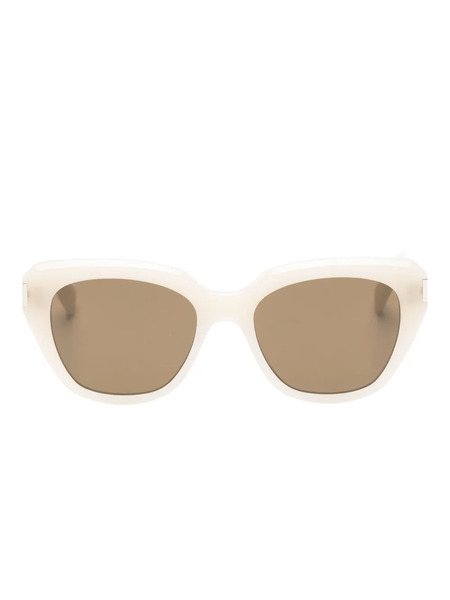  Saint Laurent Eyewear Geometric-frame Sunglasses - Neutrals 