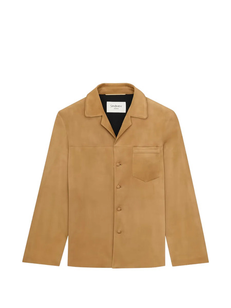  Saint Laurent Front-pocket Collared Leather Jacket - Neutrals 
