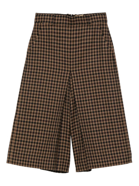  Saint Laurent Gingham-check Straight-leg Culottes - Brown 