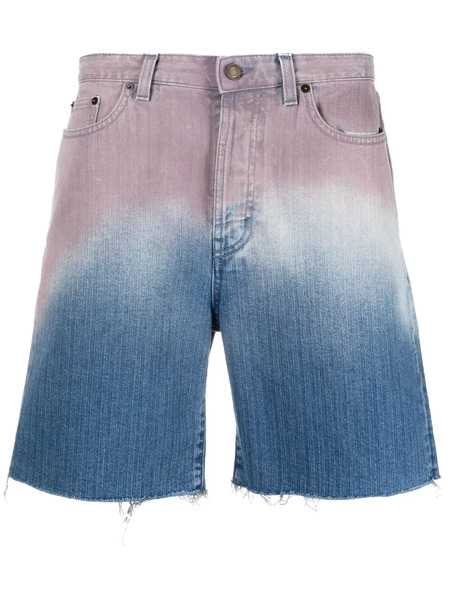  Saint Laurent Gradient Denim Shorts - Blue 
