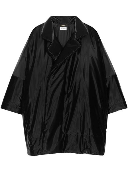  Saint Laurent Lacquered-finish Oversized Coat - Black 