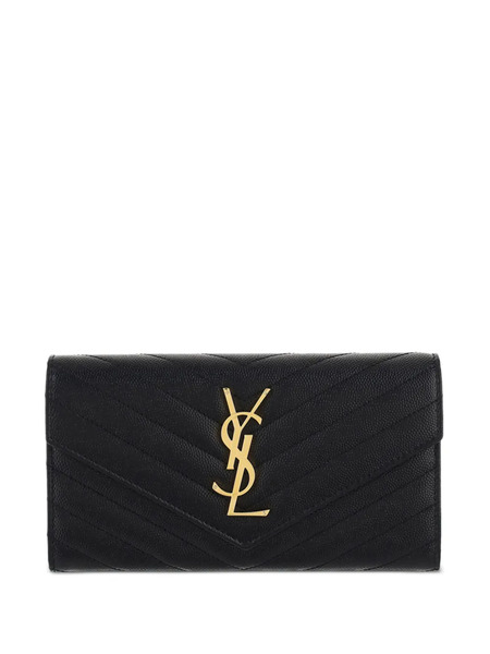  Saint Laurent Large Cassandre Matelassé Flap Wallet - Black 