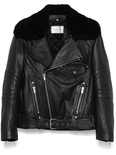  Saint Laurent Leather Biker Jacket - Black 