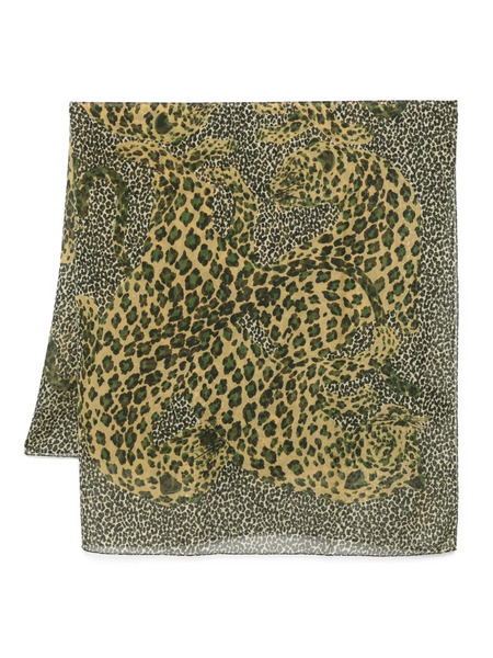  Saint Laurent Leopard-print Scarf - Green 