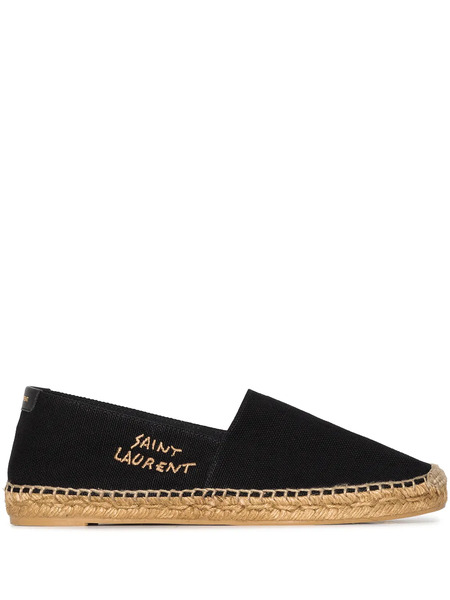  Saint Laurent Logo-embroidered Espadrilles - Black 