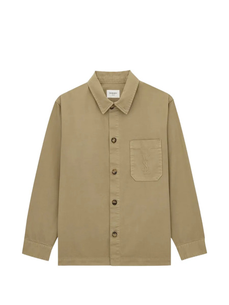  Saint Laurent Logo-embroidery Shirt Jacket - Neutrals 