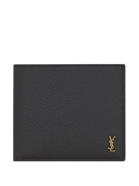  Saint Laurent Logo Leather Wallet - Black 