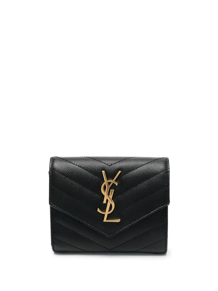  Saint Laurent Monogram Compact Tri-fold Wallet - Black 