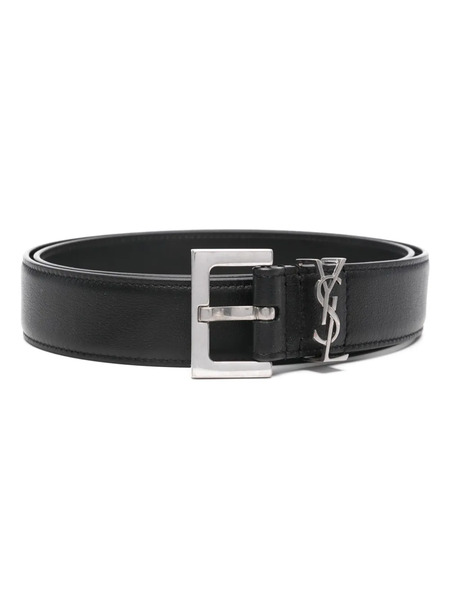  Saint Laurent Monogram Smooth Leather Belt - Black 
