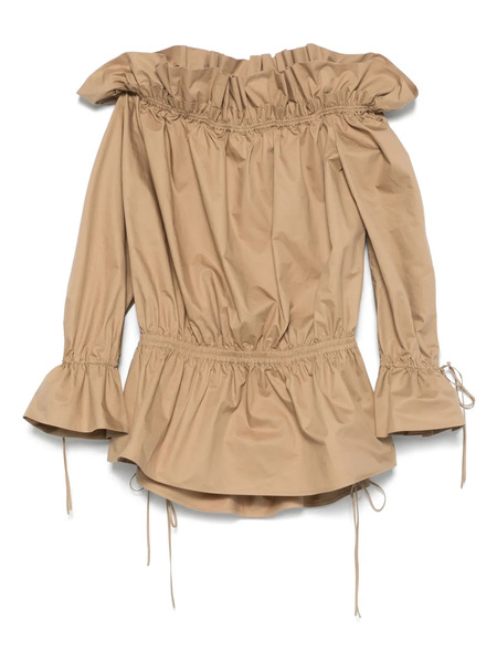  Saint Laurent Off-shoulder Mini Dress - Brown 