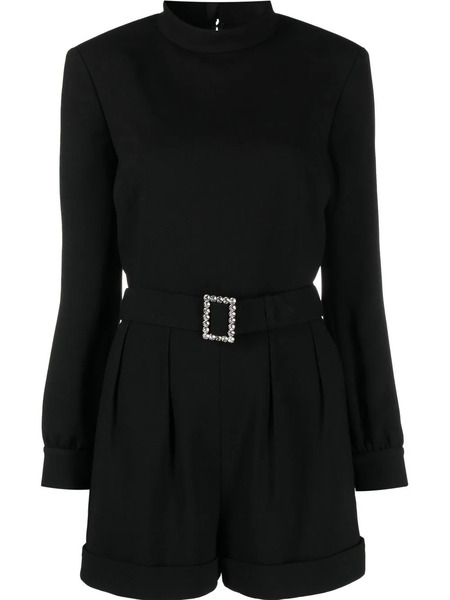  Saint Laurent Open-back Belted Playsuit - Black 