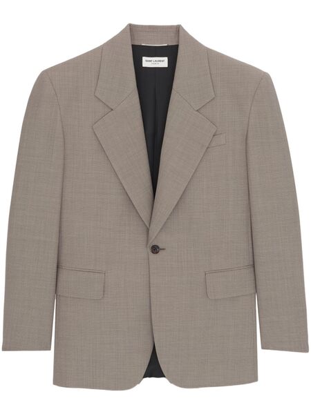  Saint Laurent Oversized Wool Blazer - Neutrals 