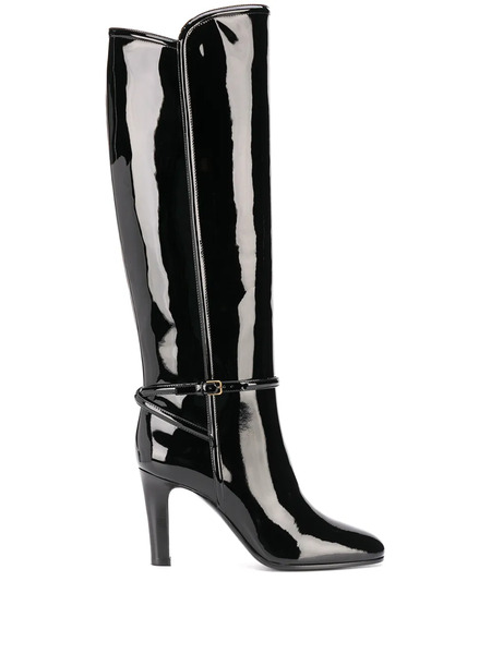  Saint Laurent Patent Square-toe Boots - Black 